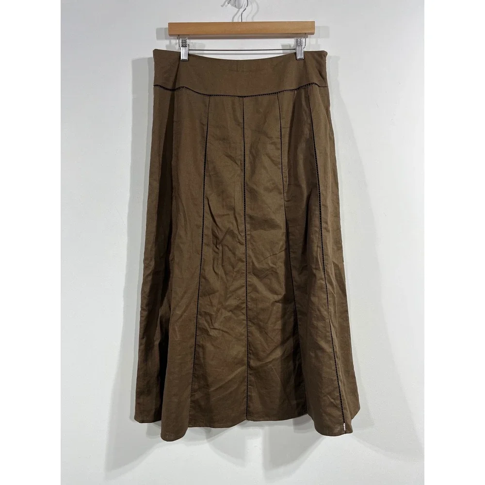 Alexandra Bartlett VTG Renfair Brown Linen Blend Fairy Grunge Maxi Skirt Size 10